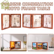 Hinged Photo Frame Double/Trifold Folding Picture Frame 180° Foldable Wood Folding Picture Frame for