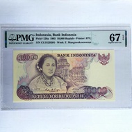 Uang Kuno Indonesia 10000 Kartini 1985 PMG 67 Gem UNC Gress Ready