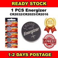 [TERMURAH] Energizer 1 PCS CR2032 CR2025 CR2016 Battery 3V Lithium Jam Kunci Kereta Bateri
