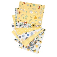 7 Styles Yellow Small Floral Fabric Cotton Cloth Pure Cotton Fabric Printed Cloth Head Cloth Set Small Floral Plain Weave Floral Cloth DIY Handmade