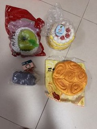 Squishy 蘋果、蛋糕、麵包、藍色小動物 慢回彈玩具