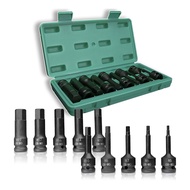 Hex Drive Bit (1/2" x 10 Pcs) Cr-Mo Steel Head Impact Dr