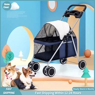 Pet Stroller Dog Cat cart For Dogs Wheelchair Trolley Foldable 4 Wheels Heavy Duty Pet Carrier
