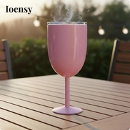 Ioensy Stemmed Vino Cup Stainless Steel Vacuum Insulated Vino Cup Clear Lid White