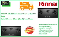 RINNAI RB-3CGN 3 Inner Burner Built-In Hob Schott Ceran Glass (Black) Top Plate / FREE EXPRESS DELIVERY