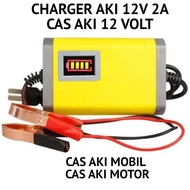 Charger Aki 12 Volt Otomatis Cas Aki Mobil Motor Casan Aki Terbaik 12V 2A Bisa Aki Kering Aki Basah