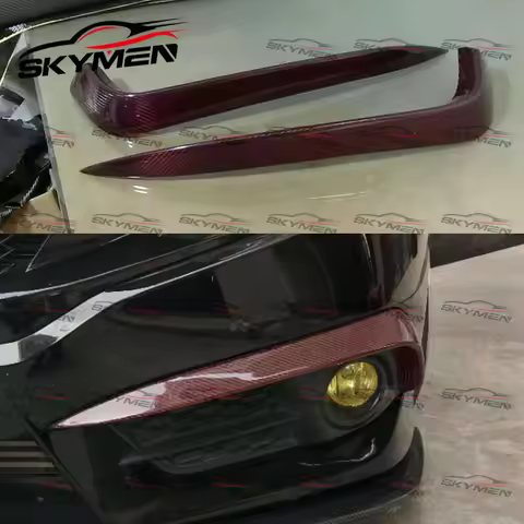 Red Carbon Bumper Canard for CiVIC FC Car Fog Light Cover Trim for 16-18 10th Gen Civic FC CM-Style 