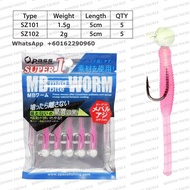 OPASS fishing soft bait MB MAD NITE WORM JIG HEAD soft bait with jig head 1.5g 2g Ultralight softbai