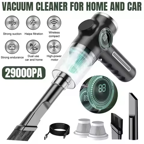 29000Pa Mini Wireless Vacuum Cleaner 120W Strong Suction Handheld Car Mounted Electric Cleaner with 