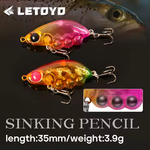 LETOYO Mini Sinking Pencil Lure 3.9g/35mm Insect Hard Pencil Bait With Sharp Treble Hook Artificial 