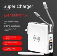 Self-Contained Plug with Cable 10000 MA Fast Charge Portable Battery for Mobile Phones Powerbank Mob