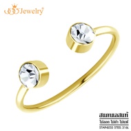 555jewelry แหวนสแตนเลส สตีล ทรงตัว C หัวแหวนประดับด้วยเพชร CZ ดีไซน์สวยเก๋ รุ่น MNC-R917 - แหวนสแตนเลส แหวนผู้ชาย แหวนแฟชั่น (R39)