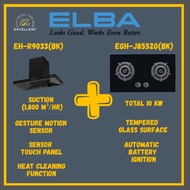 ELBA GAS COOKER AND HOOD DESIGNER HOOD EH-R9033(BK) BUILT IN GAS COOKER EGH-J8552G(BK)