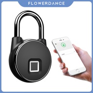 Tuya Wifi Smart Door Lock Fingerprint Lock Digital Electric Lock App Remote Unlock Waterproof Keyless Usb Rechargeable Travel Smart Padlock flower