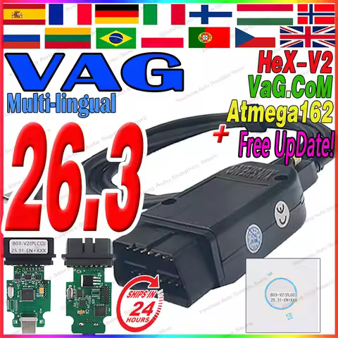 2026 Newest VCD'S V26.3 VAG'C0M V24.7 VAG C0m Popular Francais Hex Atmega162 V2 FOR V-W AU-DI Sko-da