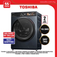 【 DELIVERY BY SELLER 】 TOSHIBA TWD-T25BZU115MWM (MG)  10.5KG WASH | 7.0KG DRYER 1400RPM CYCLONEMIX 1