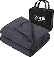 ZonLi Weighted Blanket (80"x87", 25lbs, Grey), King Size Weighted Blanket for Adults, 100% Polyester