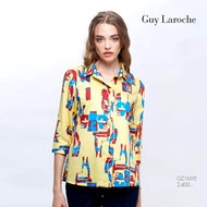 เสื้อผู้หญิง เสื้อเชิ้ตผู้หญิง Guy Laroche Shirt เสื้อเชิ้ต ผ้าคอตตอน แขนสามส่วน ลายพิมพ์ Graphic Chic (GZ1MYE)