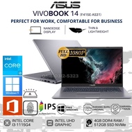 (Best Seller) Laptop Bisnis dan Multiasking ASUS Vivobook F415EA 14" FHD IPS/Core i3-1115G4/4GB/512GB SSD/Intel UHD/Backlit/Windows 11 - Slate Grey