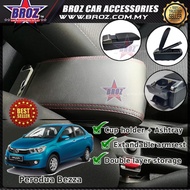 Bezza PVC Adjustable Armrest Center Console Box Black Leather