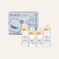 PiyoPiyo 黃色小鴨 媽咪乳感玻璃寬口奶瓶組