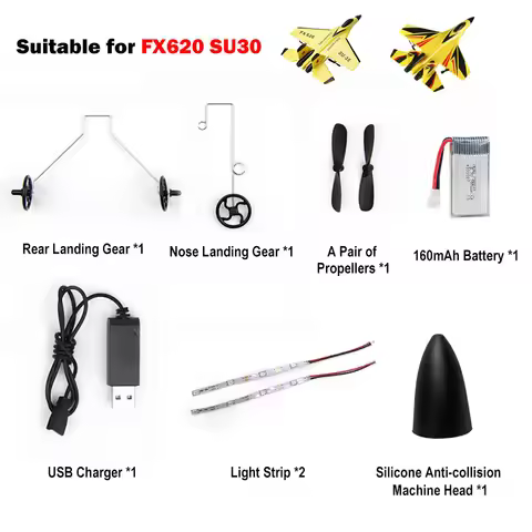 RC Plane Parts for FX620 SU35 SU30 Accessories Spare Propeller Blade Landing Gear Landing Seat Batte