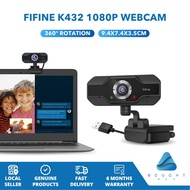 Fifine K432 1080P Webcam – USB Plug & Play, 360° Rotation, HD Camera for Zoom, Online Class, Streami