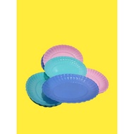 Pack of 6 pcs Oval Plastic Plates with Shell Pattern - Multipurpose Fruit Plates