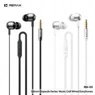 REMAX RM-03 3.5MM / RM-03A TYPE-C Capsule Music Call Wired Earphones with Mic