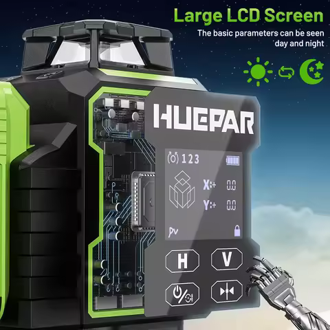 Huepar W03CG Laser Level Green Cross Lines 3D 12 Lines Bluetooth Lazer Leveler With Electric Rotatin