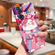 Hontinga All-inclusive Film Casing For OPPO Reno 8 Reno8 Pro 5G Reno 6 Reno 7 Pro 5G Realme C1 Case Korean film Phone Case Cute Lucky Cat Back Casing lens Protector Design Hard Cases Shockproof Shell Full Cover Casing For Girls