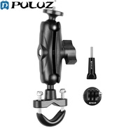 PULUZ PU701B Motorbike Bike Handlebar Mount Bracket Motorcycle Bicycle Camera Holder 1/4 Inch Screw with Sports Camera Mounting Adapter Replacement for GoPro Hero 11/10/9/8 INSTA360 ONE/ X2/ X3/GO2