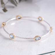 [Original 925 Silver Bracelet] Sunaka Jewelry Rainbow Silver Bangle Bracelet
