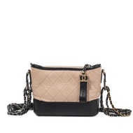 Chanel Beige Quilted and Black Calfskin Small Gabrielle Hobo Bag Gold and Ruthenium Hardware, 2019