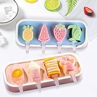 Popsicles Molds, Mini Popsicle Molds for Kids Baby Cute Shapes Silicone Popsicle Molds BPA Free Reusable Ice Cream Mold Popsicle Maker Homemade DIY Set (2Pack Pineapple&amp;Paws)