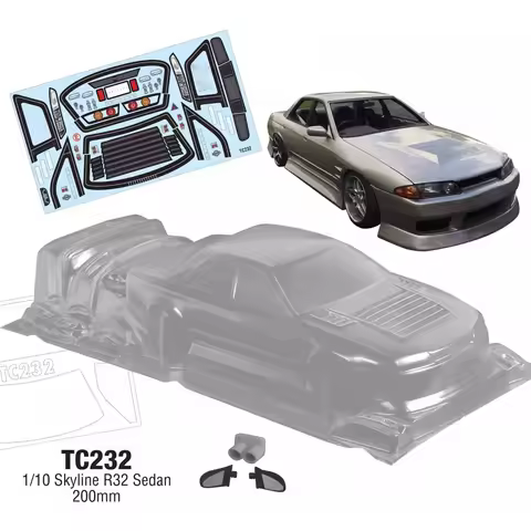 1/10 Skyline R32 Sedan Clear RC Drift body shell set for Tamiya tt01 tt02 Chassis Kyosho Yokomo (257