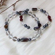 【水晶手串】守護 |四季幽靈×硃砂×虎眼石 情侶手鍊|大員囡仔