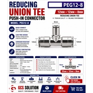 PEG12-8 , 12MM X 12MM X 8MM DIFFERENT DIAMETER CHROMED UNION REDUCER