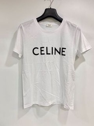 Celine 白色黑字logo短袖T恤  ，碼 S M L 💰2180