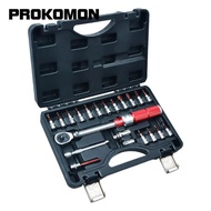 Prokomon Bike Torque Wrench 1/4'', 5-25Nm, 0.1Nm Micro, Drive Click Torque Wrench Set, Hex, Torx/Sta