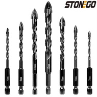 STONEGO Hard Alloy Cross Hex Tile Bits Hole Opener Suitable For Wood Glass Porcelain Tile Concrete S