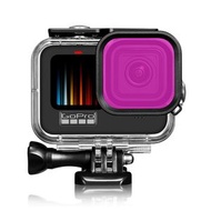 GoPro 10/9 防水殼 運動相機配件 潛水保護殼 901 濾鏡 高清防刮- 901紫色濾鏡+防水殼 均碼