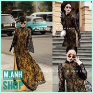 Van Tho Bat Silk Black Lace Ao Dai, High Quality, Elegant and Noble to Wear CNY Ao Dai Vietnam Ao Da