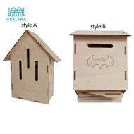[Gralara] DIY Wooden Bat House Wall Hanging Stable Decoration Weatherproof Creative Bird House for G