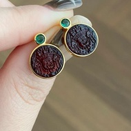 血珀 扎基拉姆 S925銀耳釘 招財