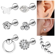 Bodyace 1 Pc Stainless Steel Earring Rose Stud Earring 16G Earring Helix Earring Internal Thread Ear