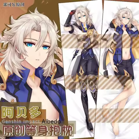 Genshin Impact Albedo Dakimakura Hing Body Case Otaku Pillow Cushion Bed Linings Xmas Gift