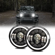 Skull Round LED Headlight7Inch LED Head Light Lamp Offroad Eyes for Wrangler JK TJ LJ CJ Hummber H1
