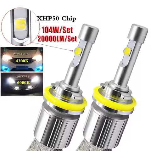Car Light H11 LED H7 H4 H1 9005 HB3 9012 9006 HB4 Fanless Headlight XHP50 4300K 6000K Bulbs 104W 200