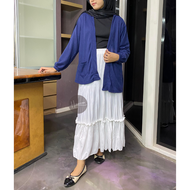 Haseena One Set Wanita Raihana Setelan Cardigan Balon Lengan Panjang Rok Plisket Susun Rempel | Ones